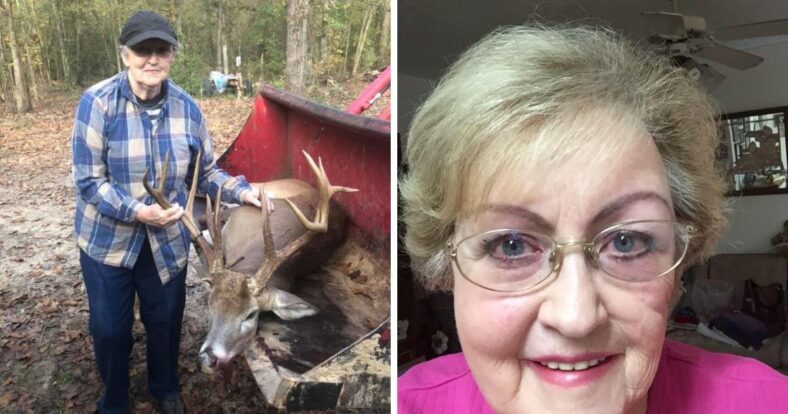 grandma Virginia Luce shoots 11 point deer buck from house hunting