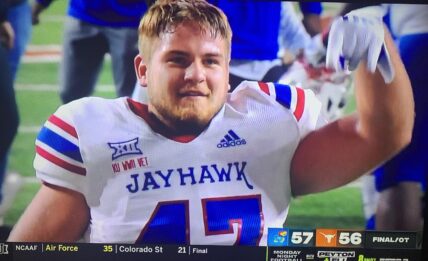 Jared Casey Kansas Jawhawks scores touchdown beat Texas Applebee's commercial