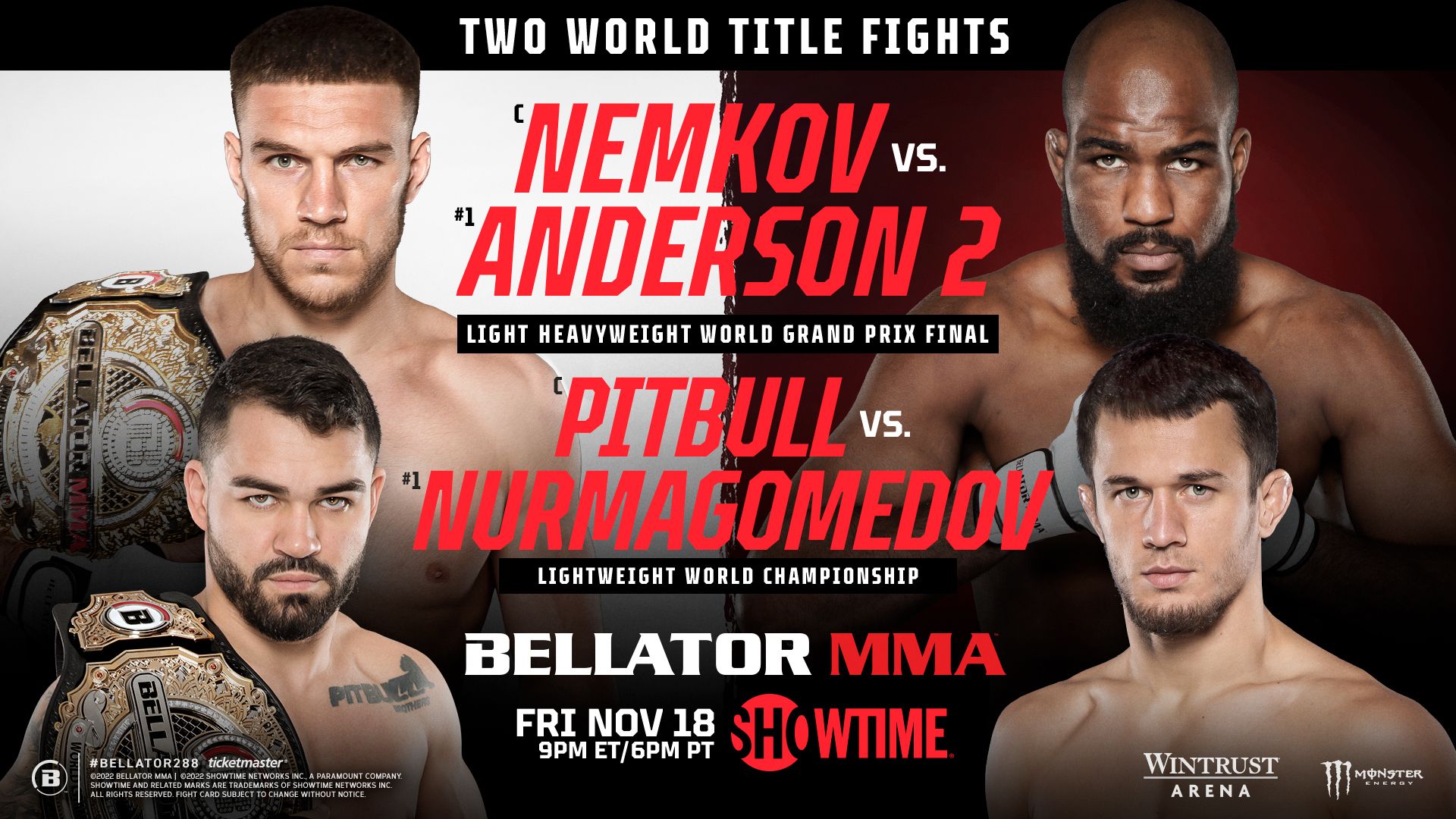 Bellator 288 Fight Card Adds Three Main Card Bouts