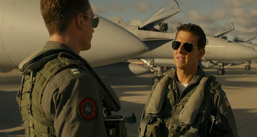 Maverick talks to Rooster before training in 'Top Gun: Maverick' (2022), Paramount Pictures