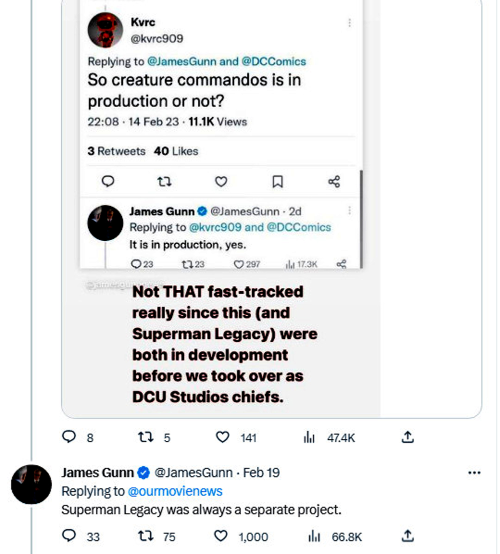 James Gunn Superman Legacy tweet1