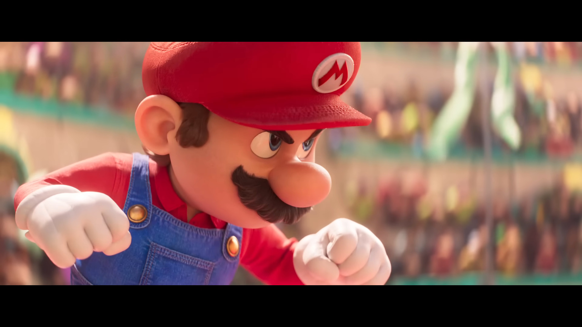 Mario (Chris Pratt) gets prepares to take on Donkey Kong (Seth Rogen) in The Super Mario Bros. Movie (2023), Illumination