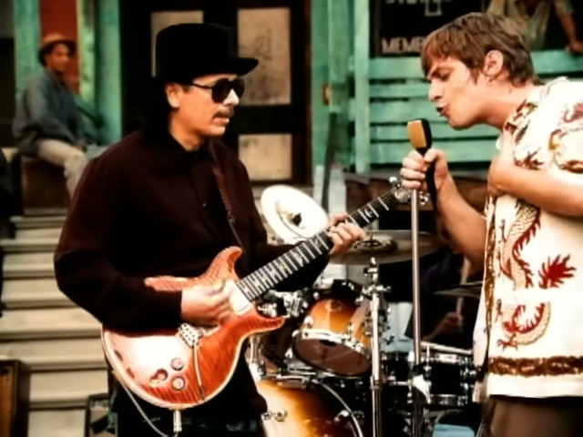 Carlos Santana jams with Rob Thomas in the music video to Smooth ft. Rob Thomas