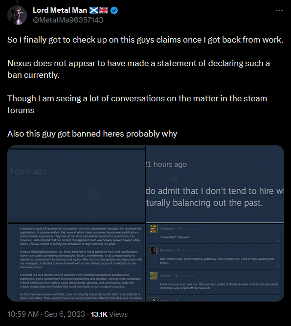 @MetalMa90357143 raises word that Nexus Mods may be banning any 'Starfield' mods that remove the game's pronoun modifier.
