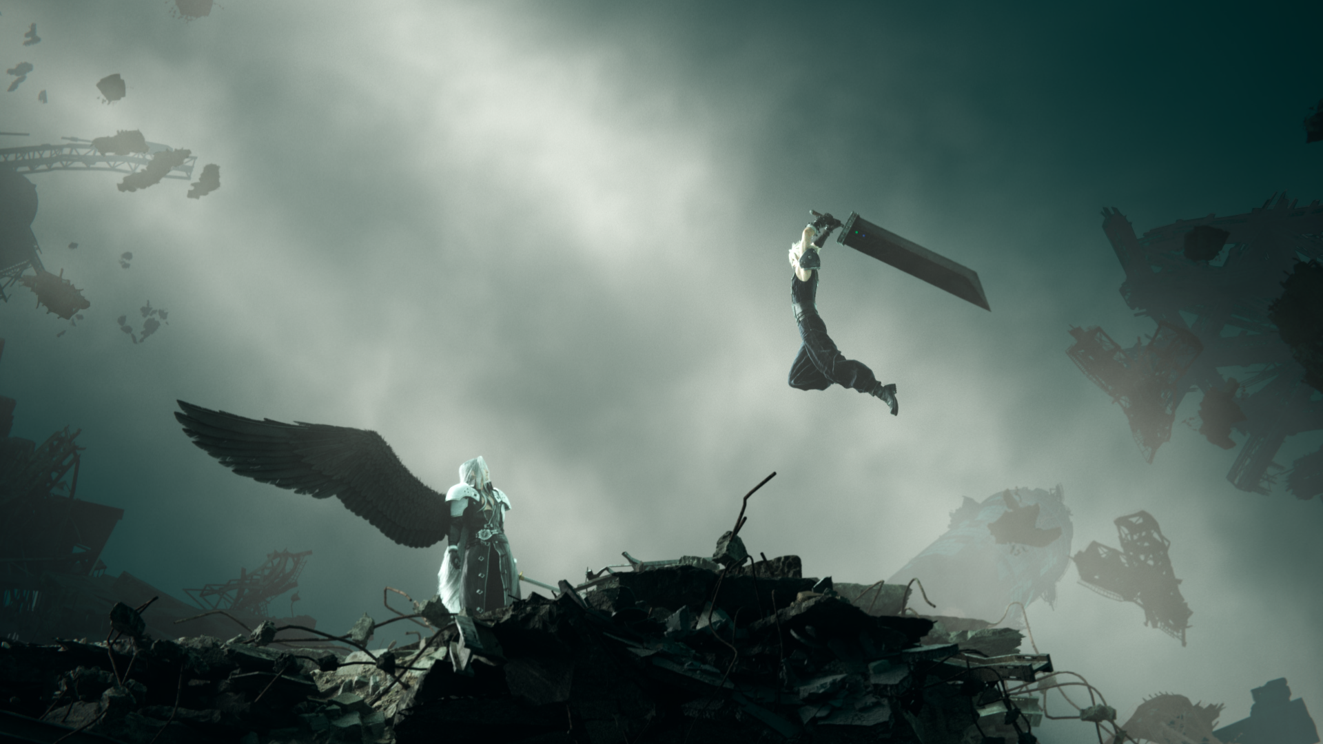 Cloud Strife (Takahiro Sakurai) and Sephiroth (Toshiyuki Morikawa) clash in Final Fantasy VII Rebirth (2023), Square Enix